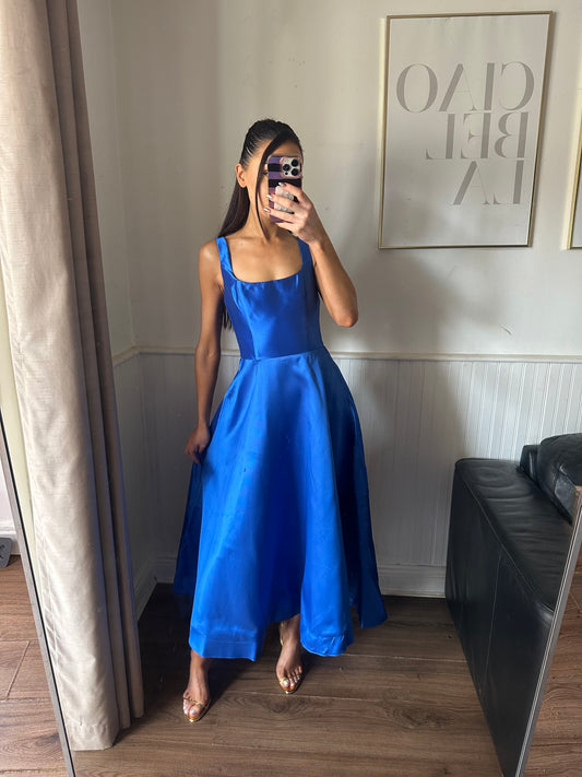 ARIA ROYAL BLUE SATIN TWILL  DRESS