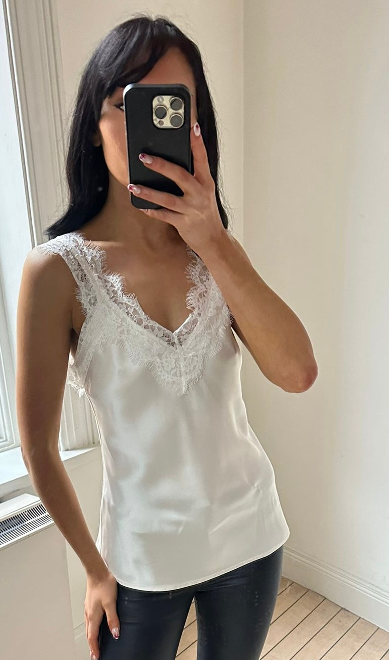 SJ - SATIN LACE TRIM CAMI IVORY