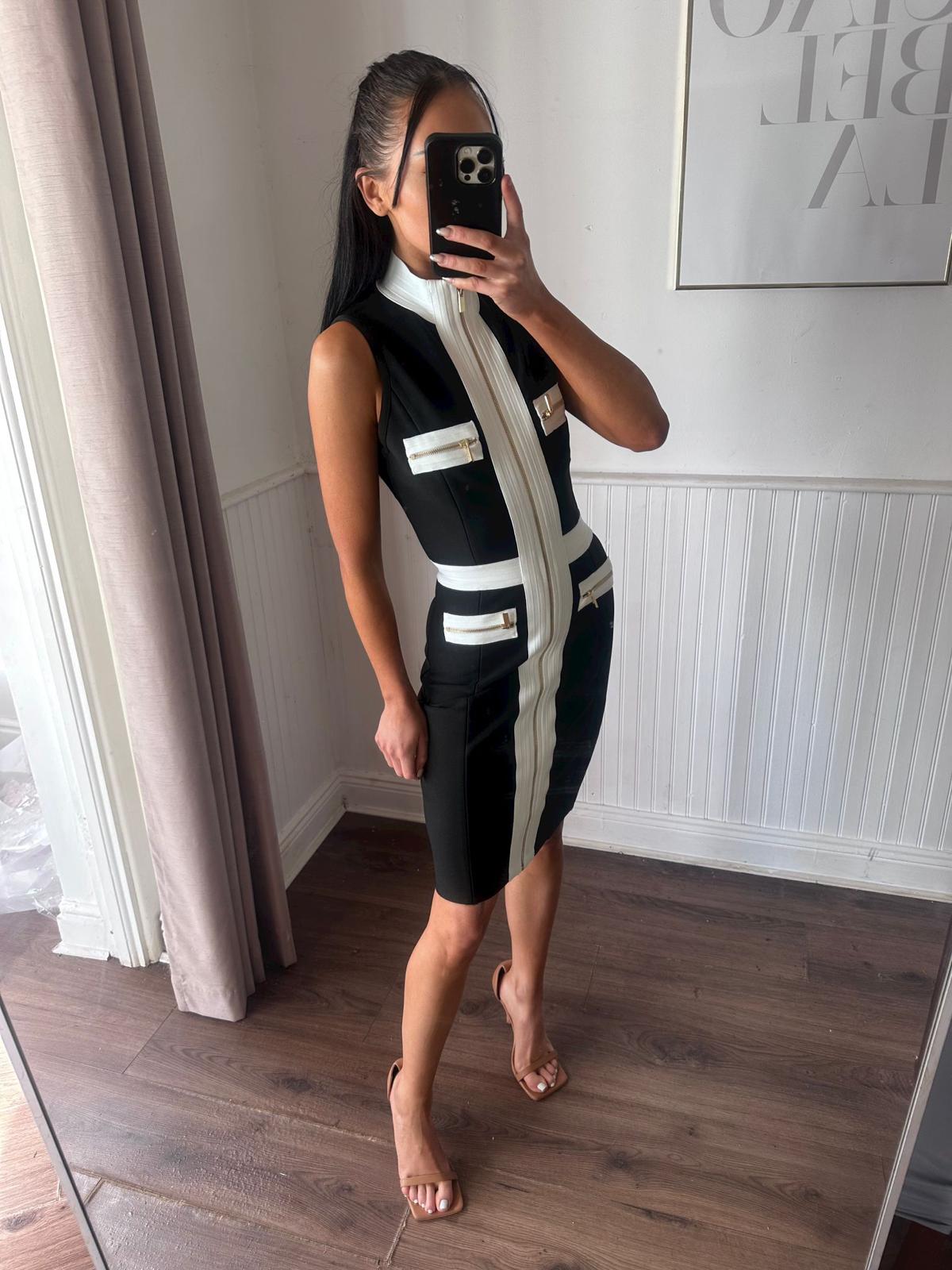 BLACK AND WHITE BANDAGE DRESS