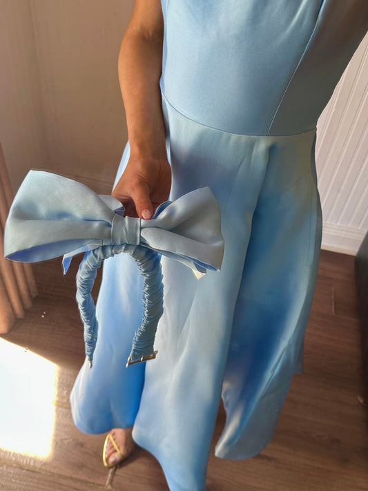 ARIA BLUE SATIN TWILL  DRESS