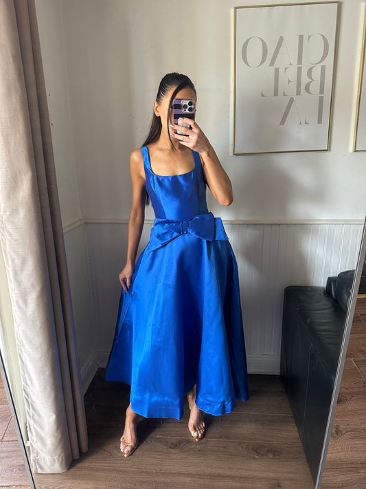 ARIA ROYAL BLUE SATIN TWILL  DRESS