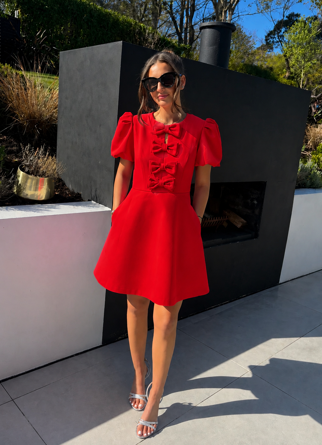 RED MINI BOW DRESS