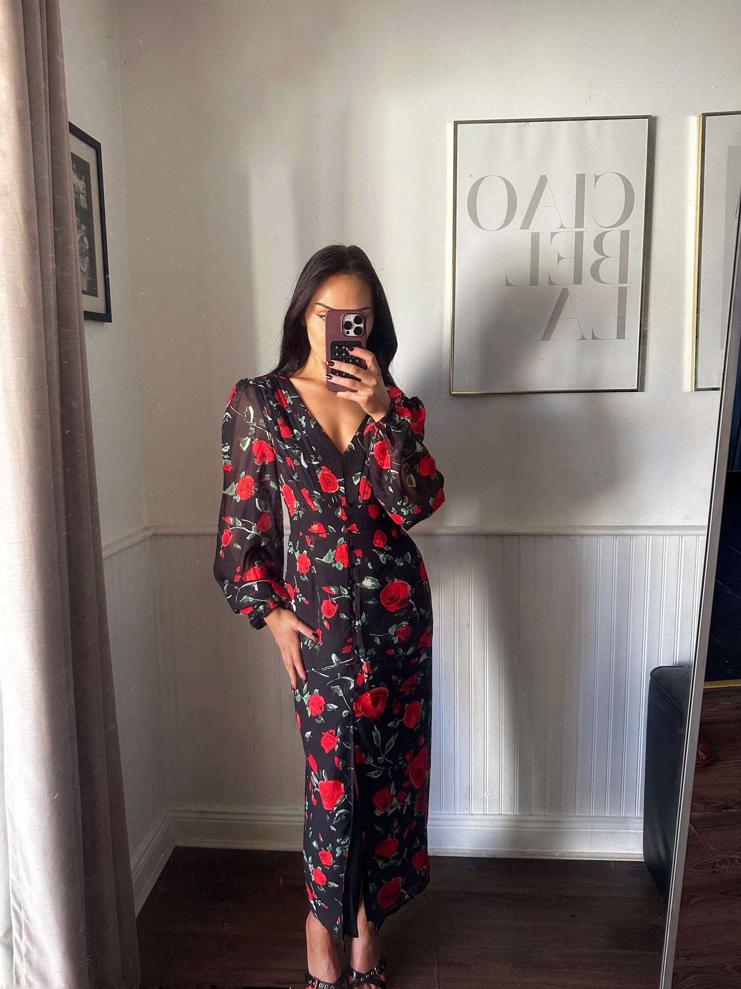 MIMI DRESS RED ROSE PRINT