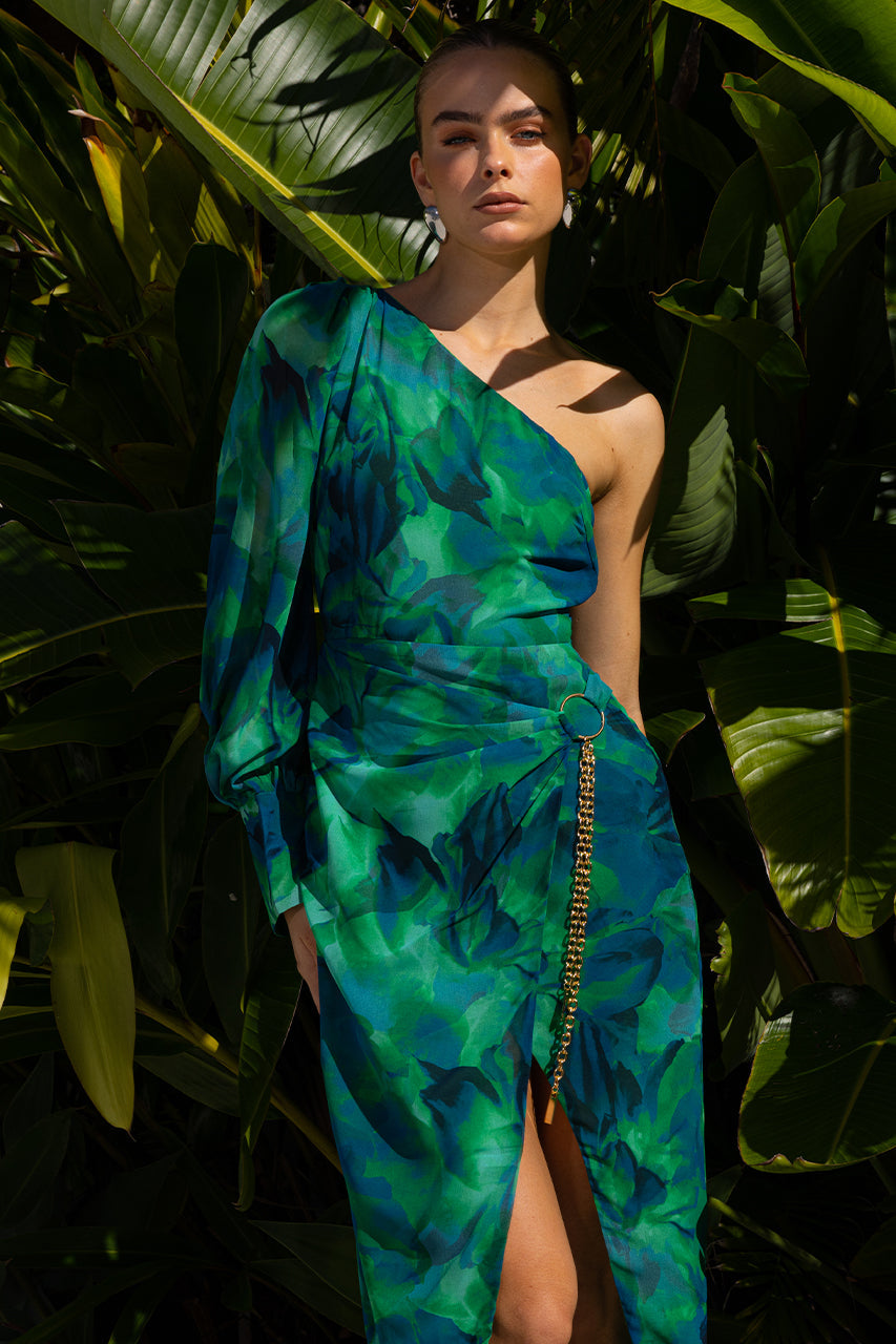 STORMY ONE SHOULDER MIDI DRESS