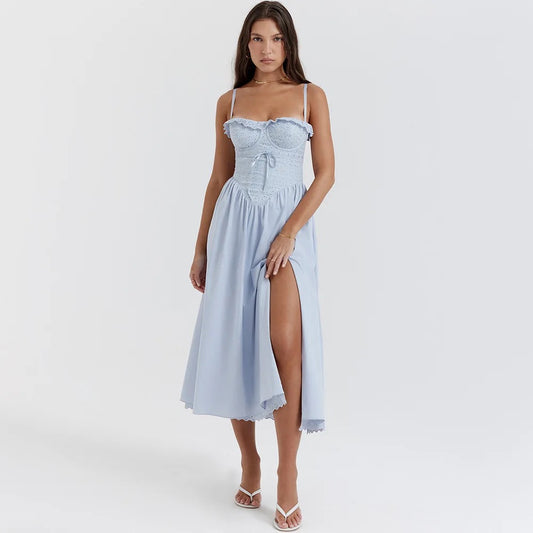 BABY BLUE BUSTIER DRESS