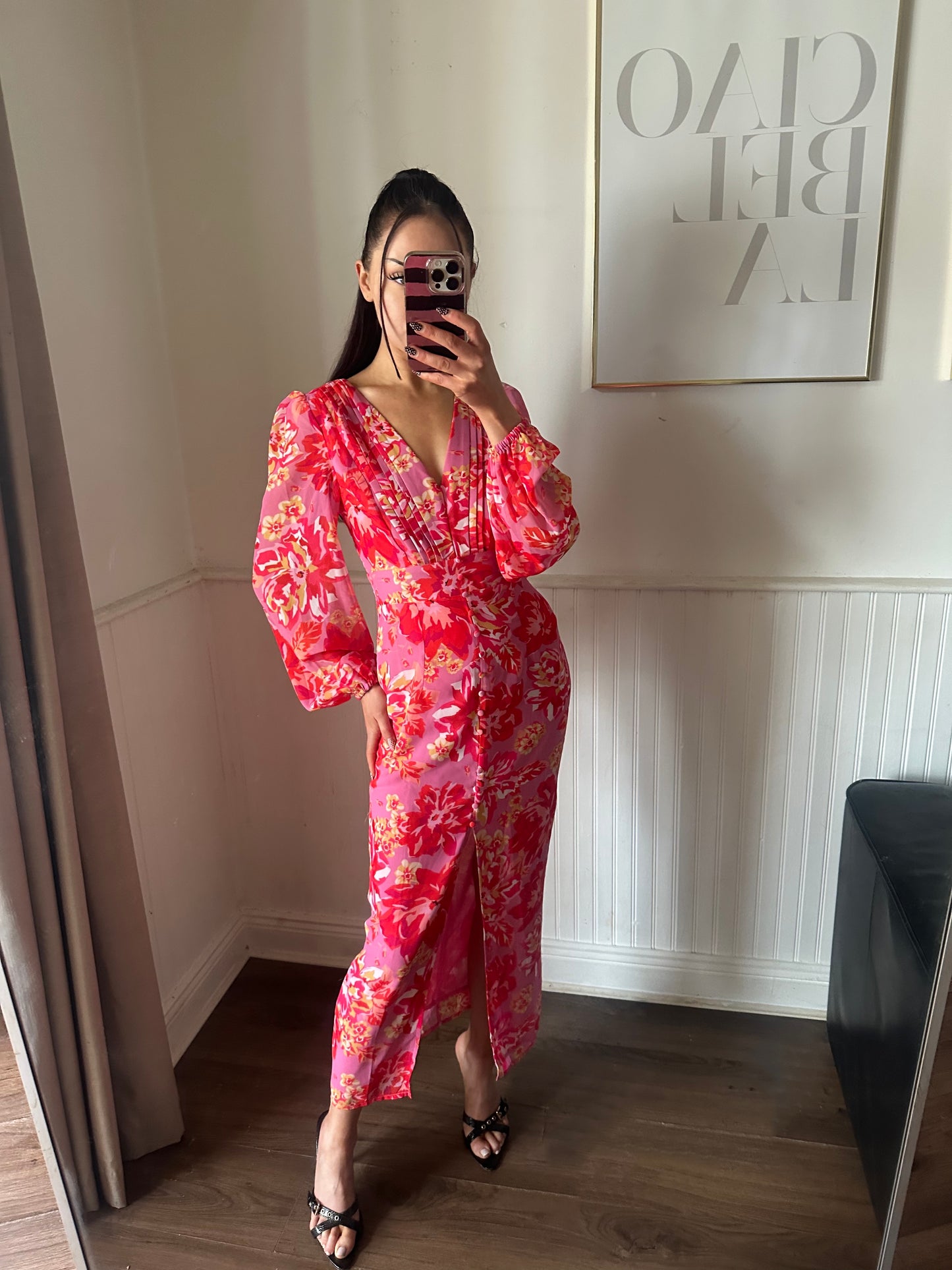 MIMI PINK FLORAL PRINT WITH YELLOW