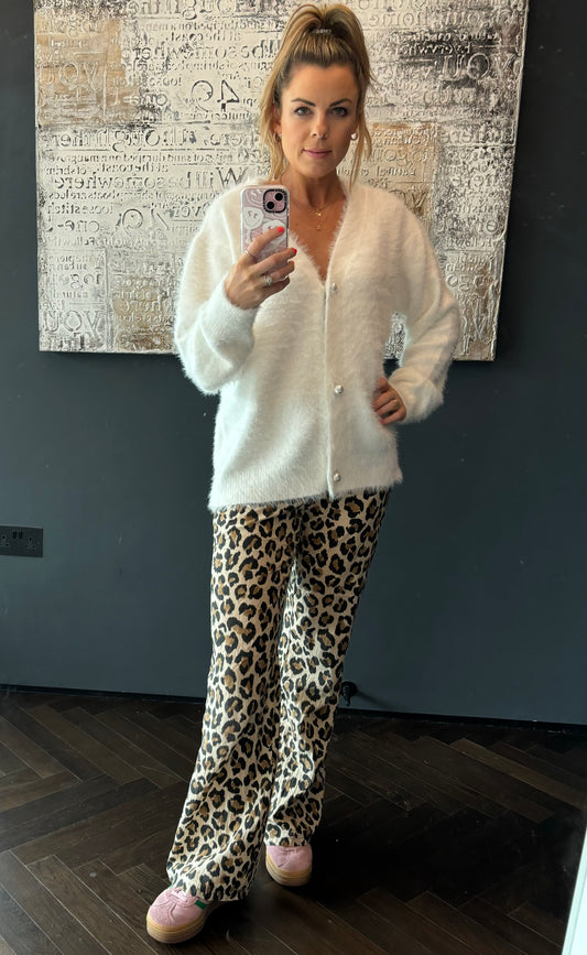 WHITE LUX KNIT CARDIGAN