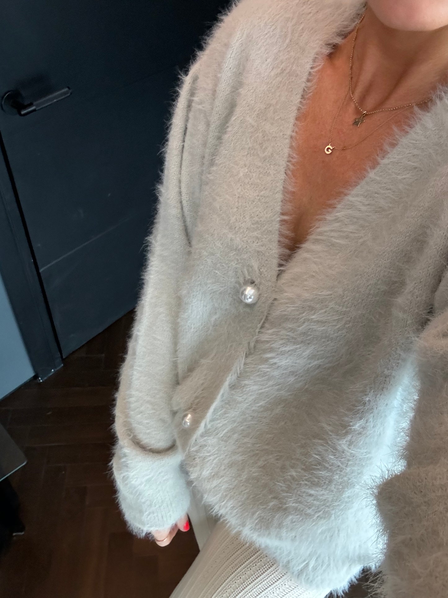 LIGHT GREY LUX KNIT CARDIGAN