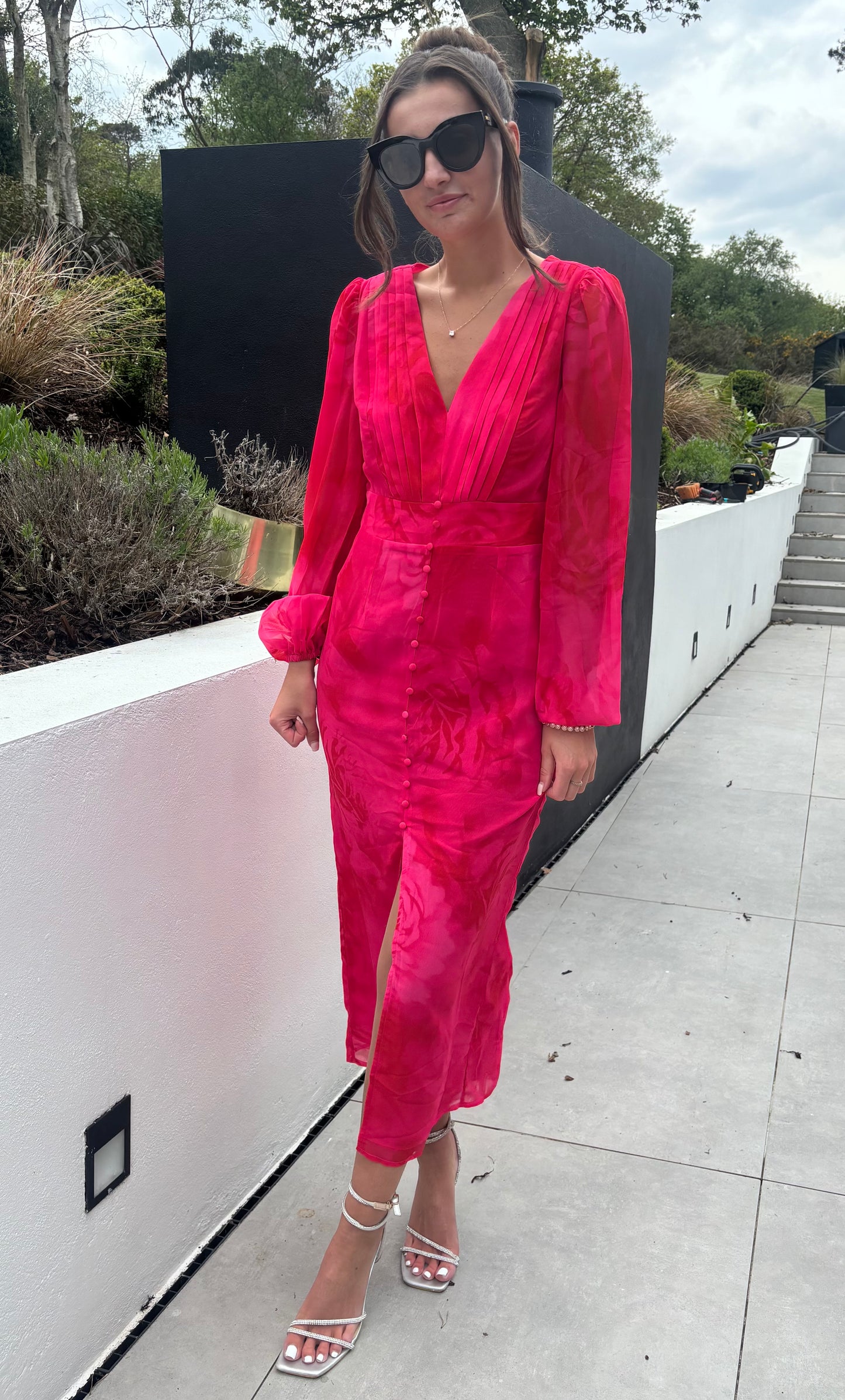 MIMI DRESS RED AND PINK FLORAL