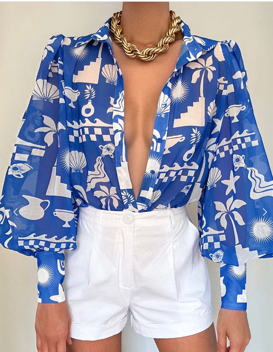 HARLOW SHIRT BLUE PRINT