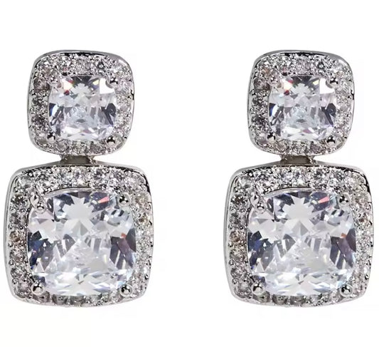 SQUARE DROP DIAMONTE EARRINGS