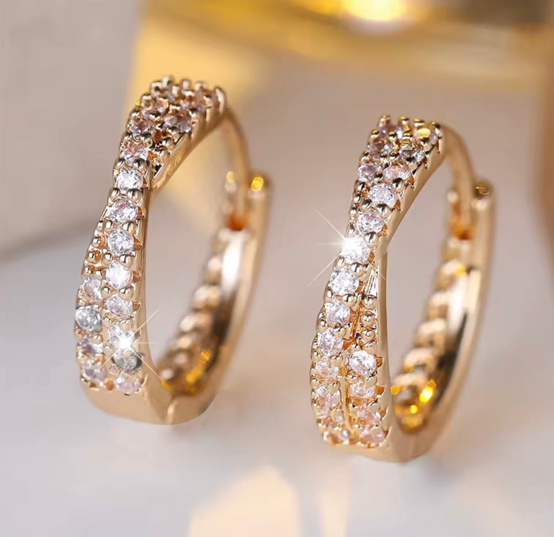 ROSE GOLD DIAMONTE HOOP EARRINGS