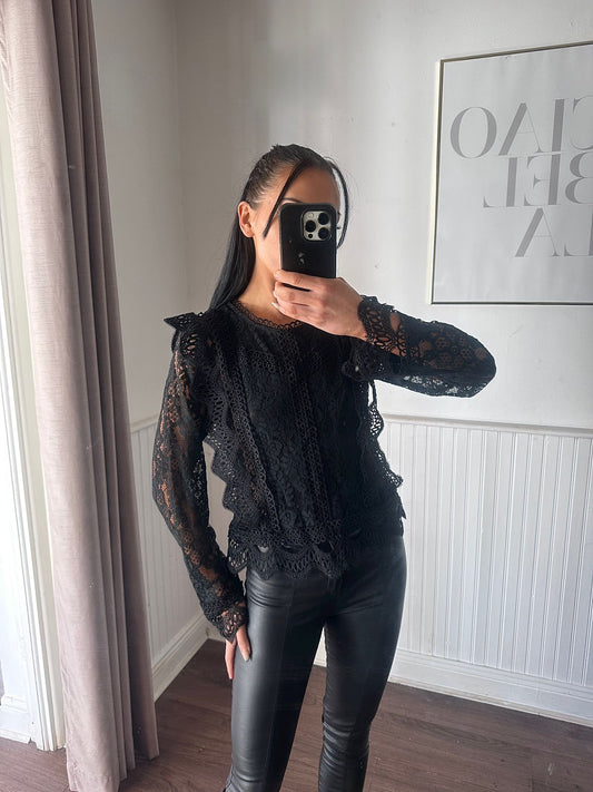 CROCHET DETAIL TOP BLACK