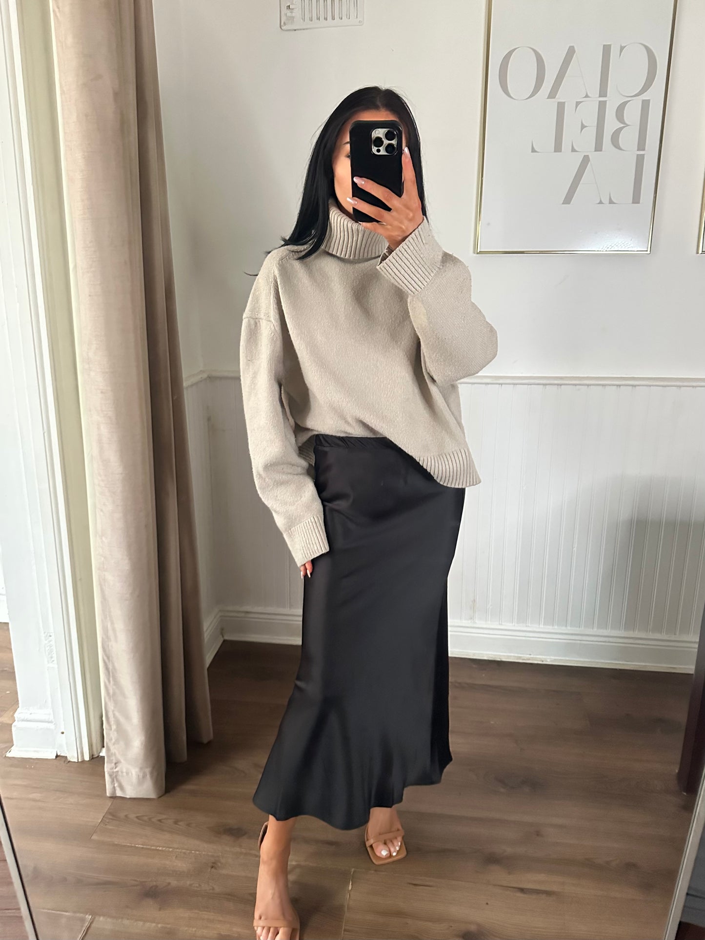 SJ - SATIN SKIRT BLACK