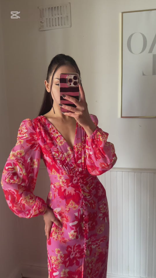 MIMI PINK FLORAL PRINT WITH YELLOW