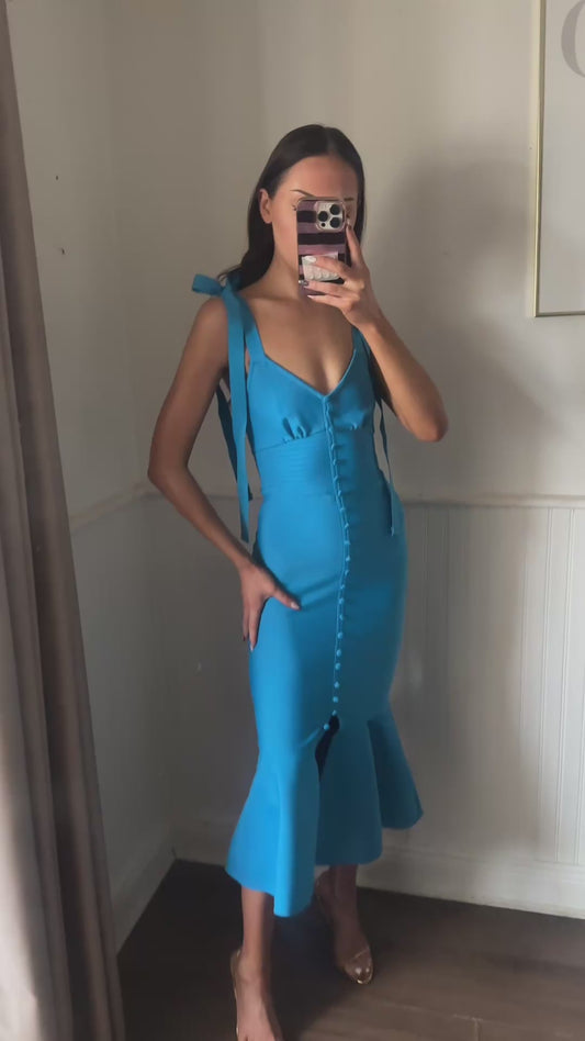 BLUE BOW BANDAGE DRESS