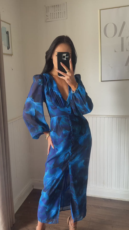 MIMI DRESS BLUE FLORAL PRINT