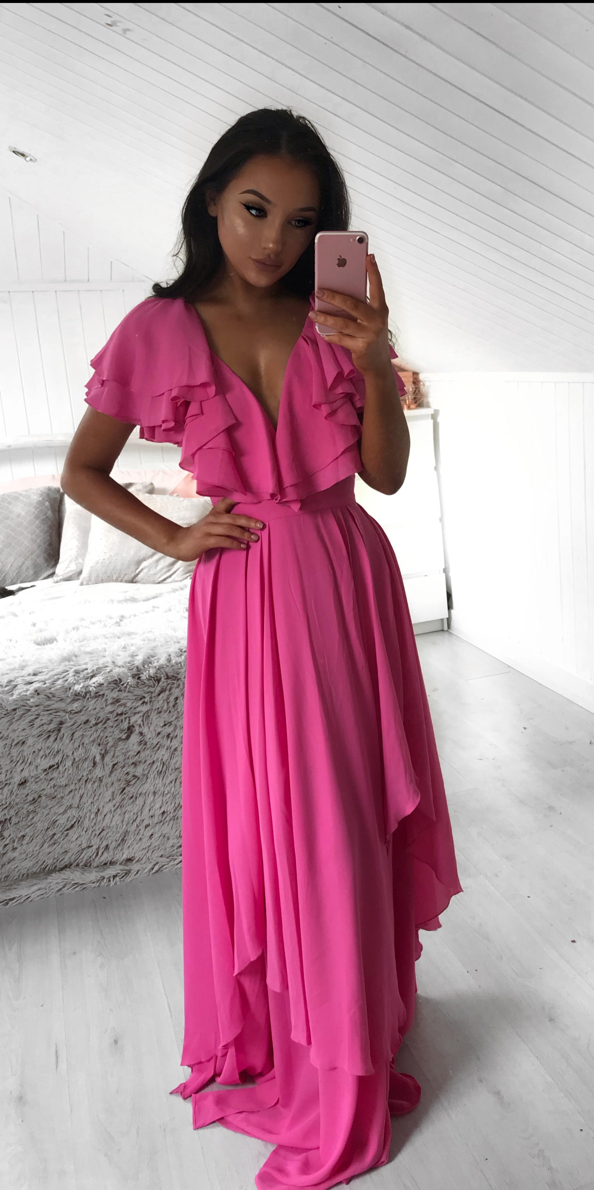 FOREVER UNIQUE FAIR GOWN PINK WEDDING GUEST DRESS