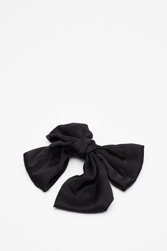 BLACK BOW SATIN HAIR BOBBIN