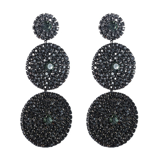 BLACK DROP  DISC EARRINGS