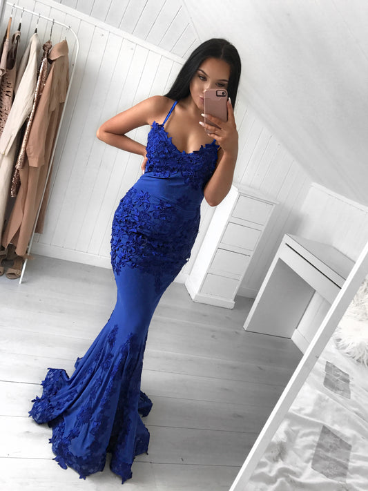 PORSIA COBALT BLUE LACE GOW DEBS DRESS DUBLIN