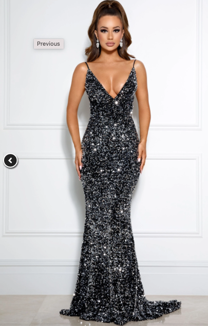 SATINE GOWN BLACK/ SILVER