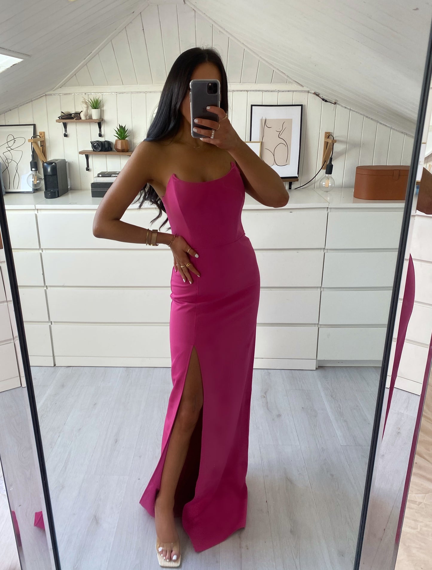SOFIA DRESS HOT PINK UNIQUE DEBS DRESSES STARLA BOUTIQUE