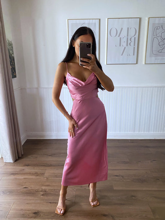 CHARIS SLIP DRESS BUBBLEGUM PINK