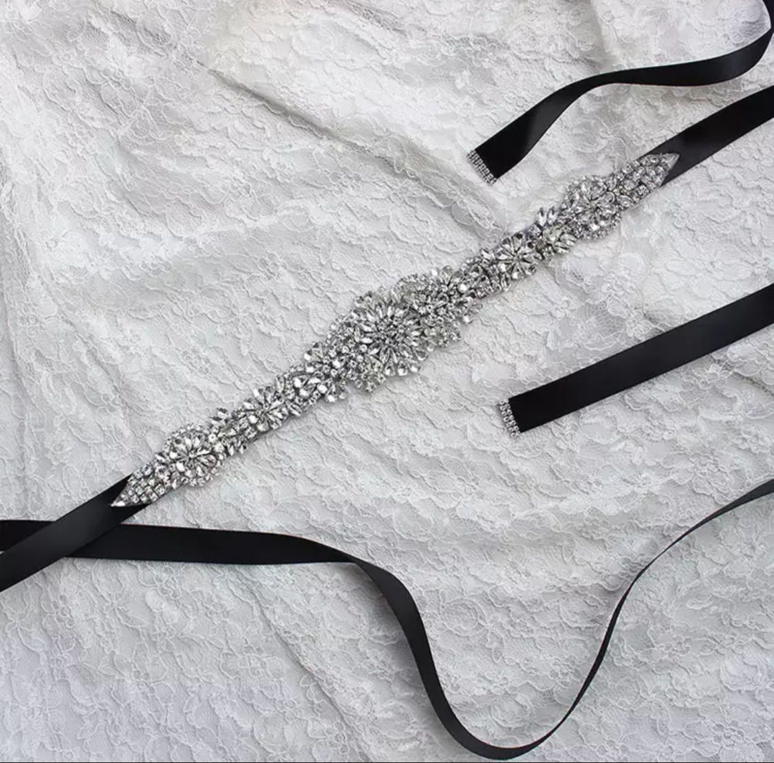 Black diamonte belt