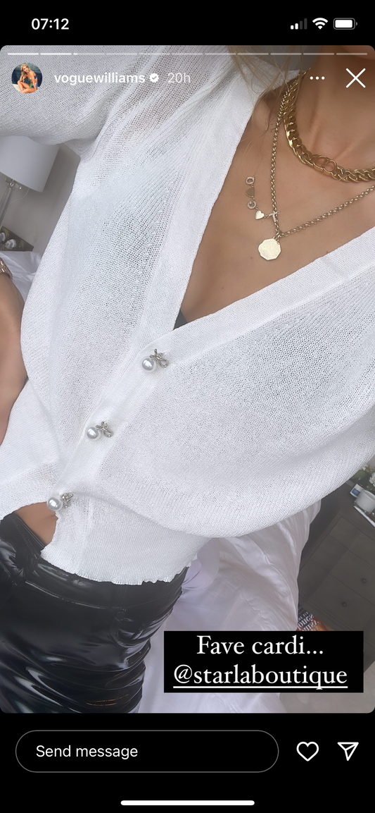 WHITE SHIMMER CARDIGAN