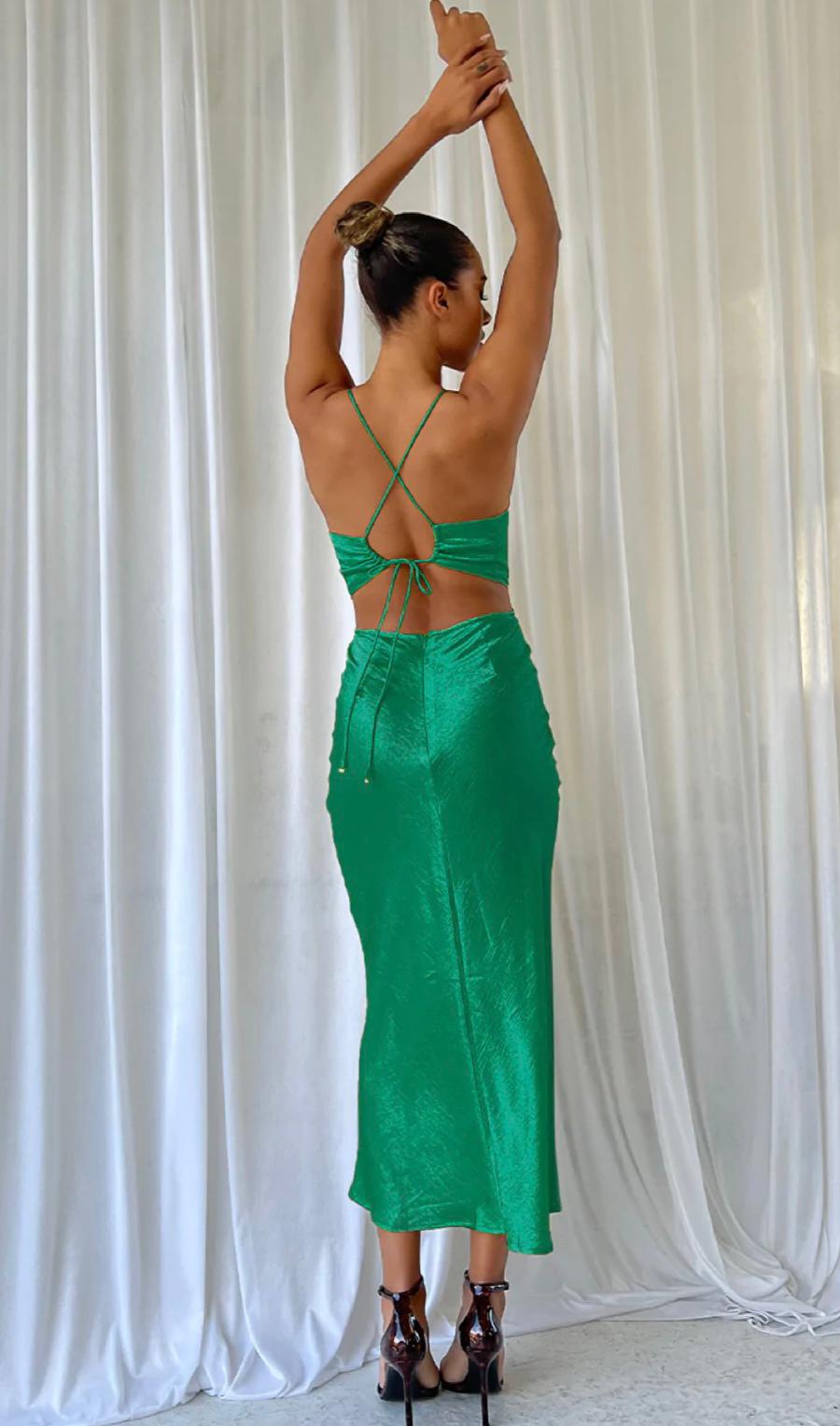 CHANYA SLIP DRESS GREEN