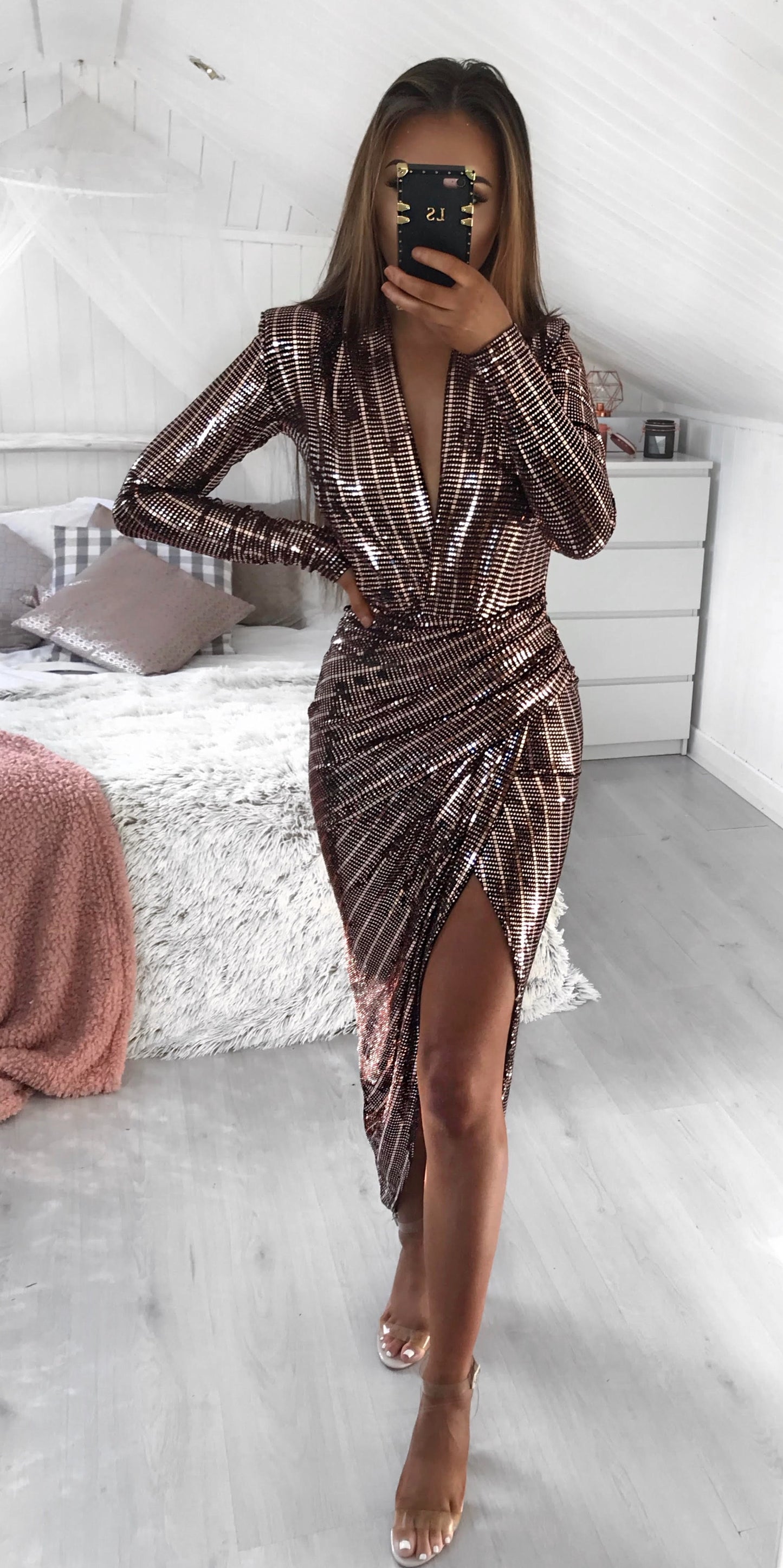 JACKIE DRESS BRONZE SEQUIN