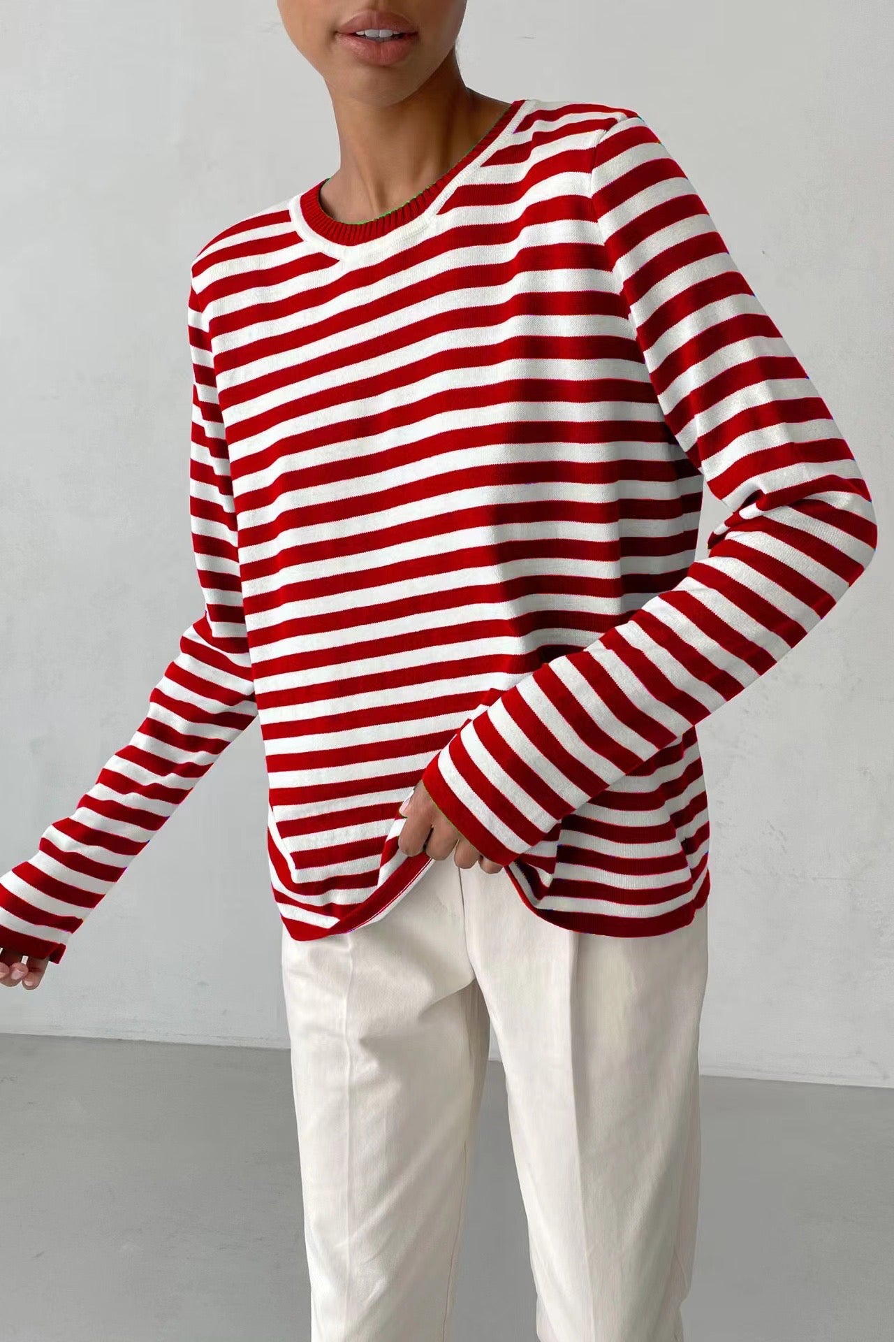 STRIPY JUMPER RED