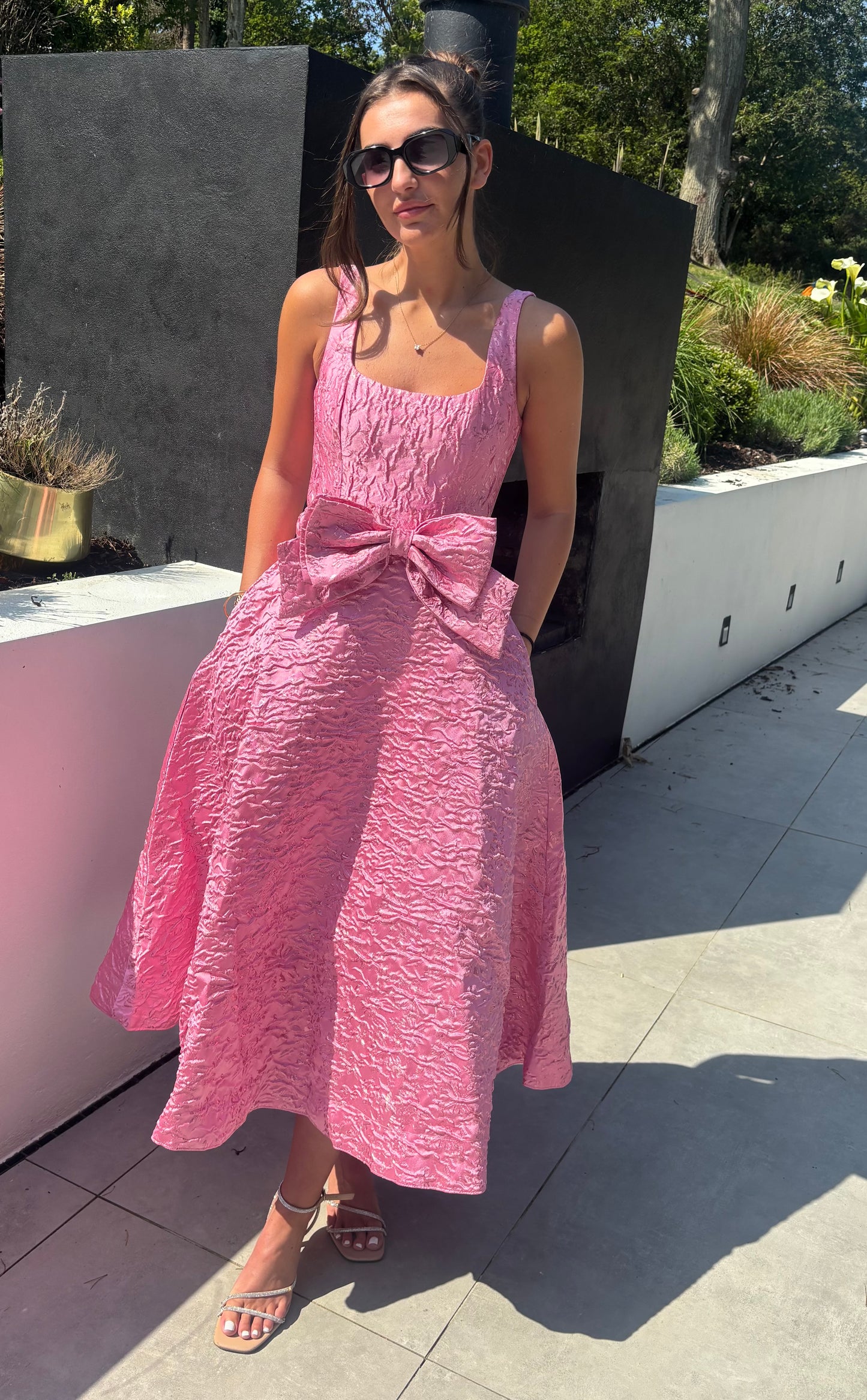 ARIA DRESS LIGHT PINK JACQUARD