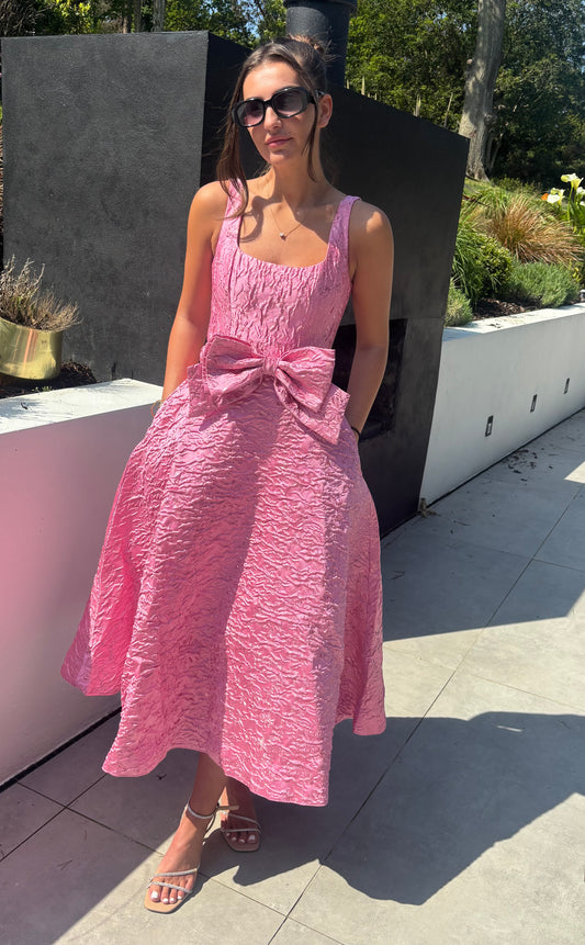 ARIA DRESS LIGHT PINK JACQUARD