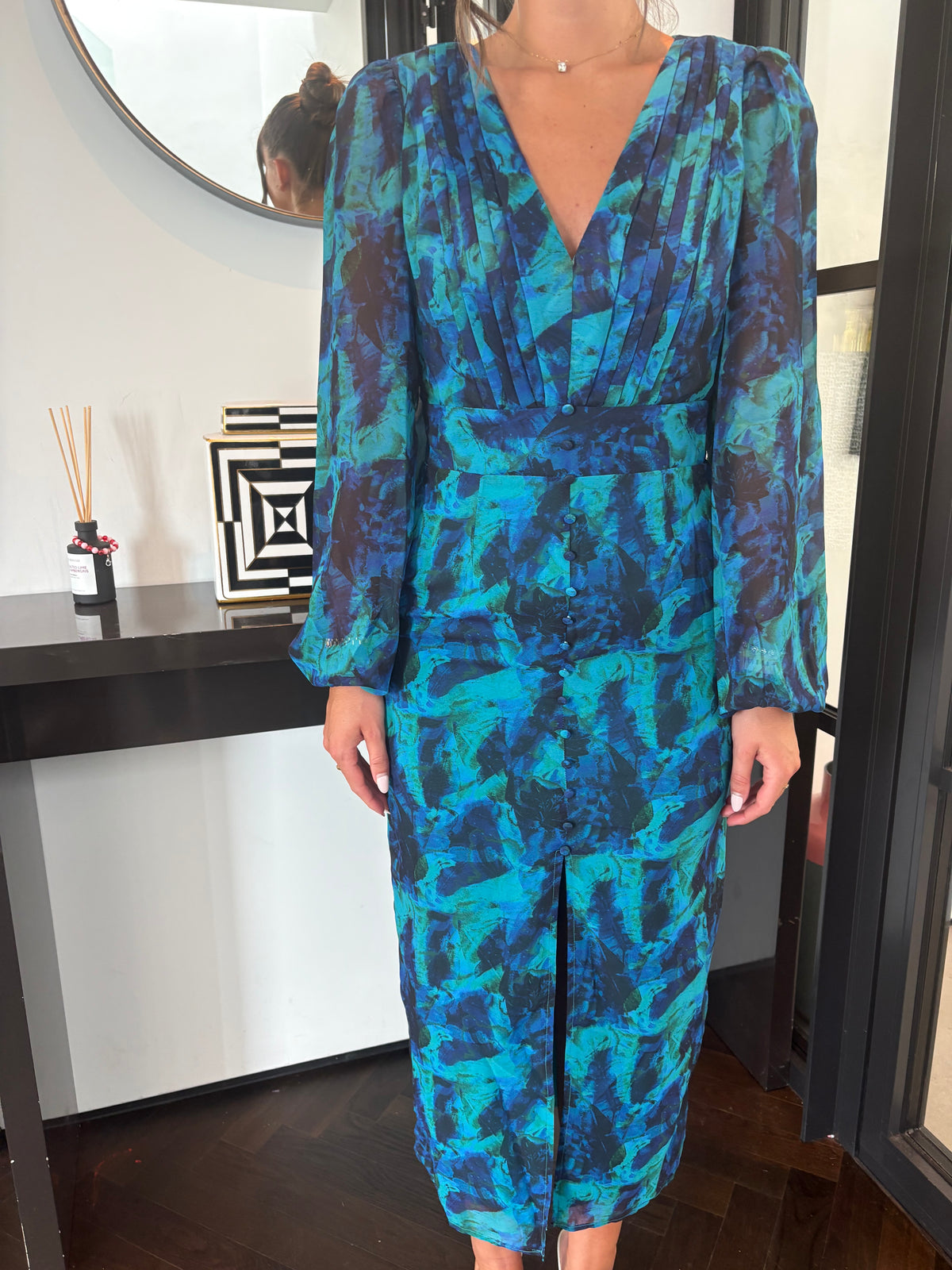 MIMI DRESS BLUE ABSTRACT