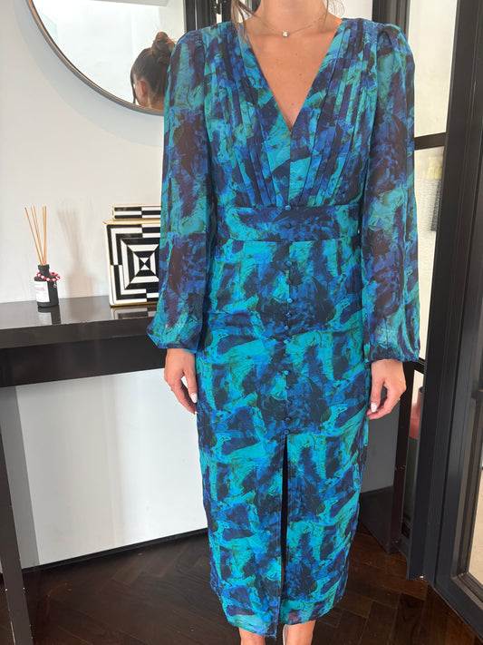 MIMI DRESS BLUE ABSTRACT