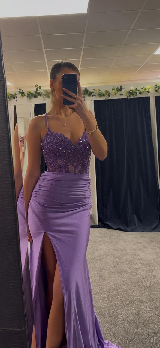PURPLE LACE BODICE GOWN