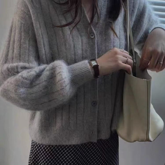 CHARCOAL GREY RIBBED KNIT