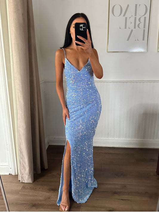 BABY BLUE SEQUIN GOWN