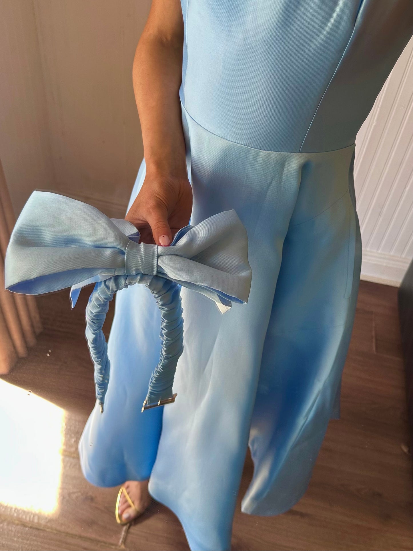 ARIA BLUE SATIN TWILL  DRESS- PRE ORDER FOR DELIVERY W/C JUNE 12th
