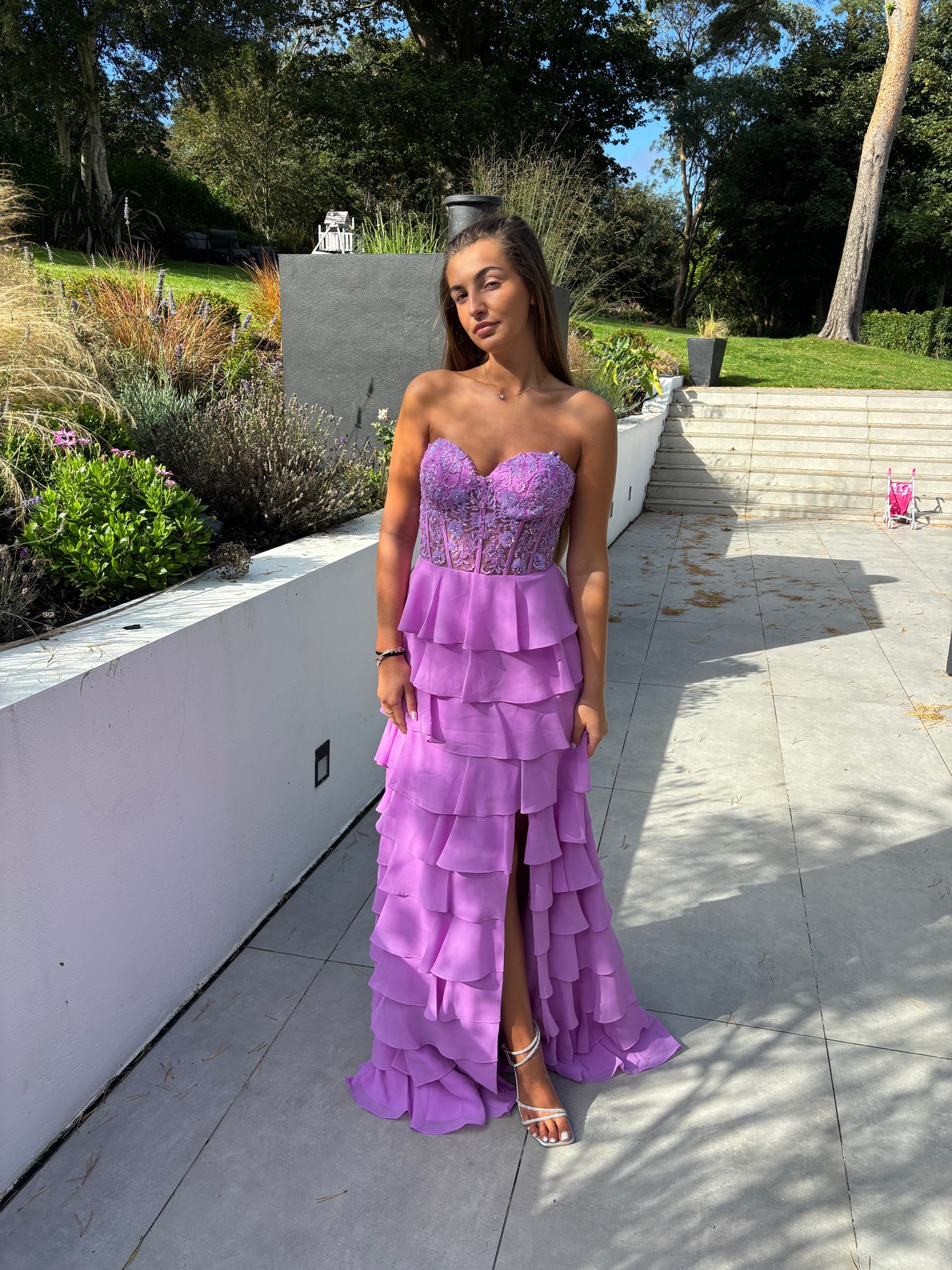 MAGENTA FRILL GOWN