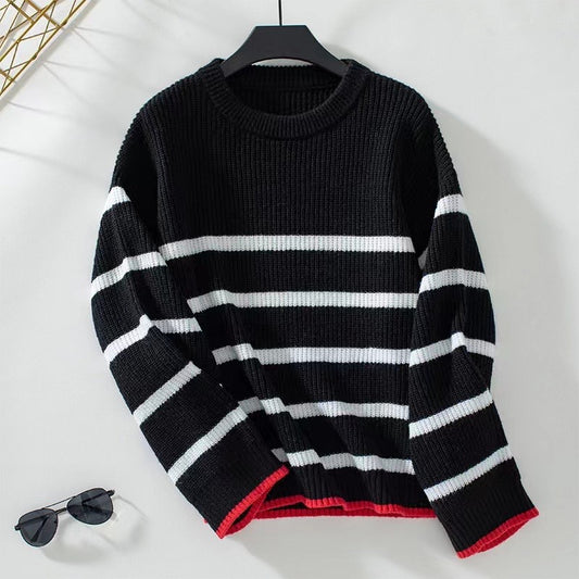 KNIT STRIPY JUMPER NAVY