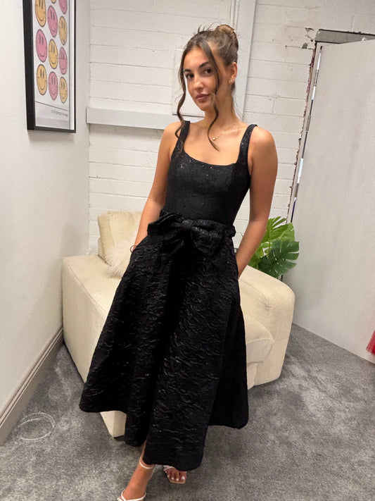 ARIA DRESS BLACK JACQUARD