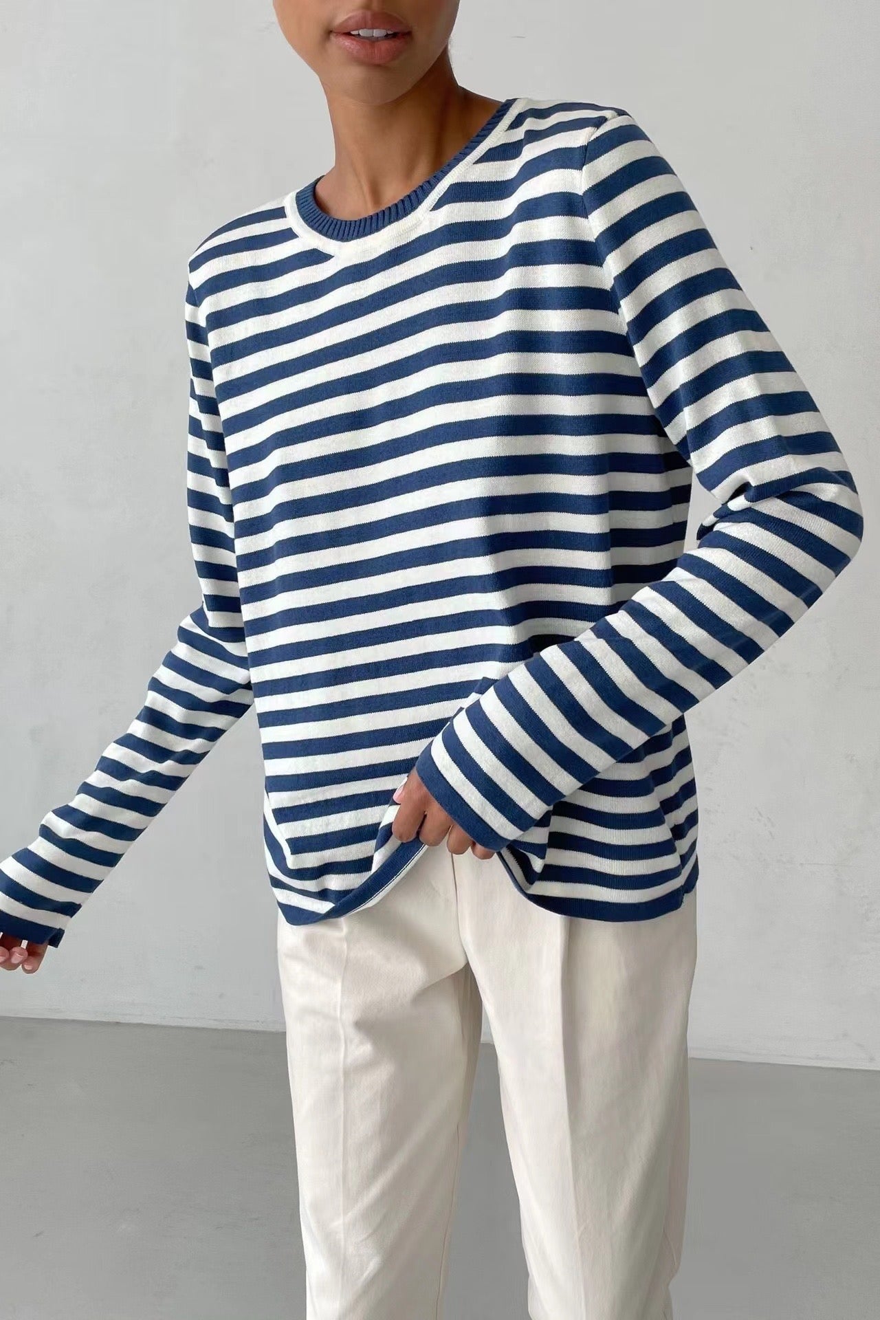 STRIPY JUMPER NAVY