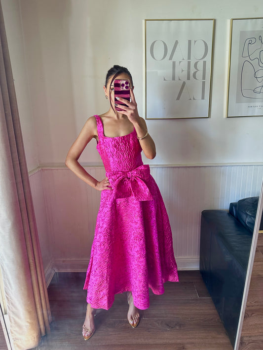 ARIA DRESS PINK JACQUARD-PLEASE NOTE PRE ORDER SIZES