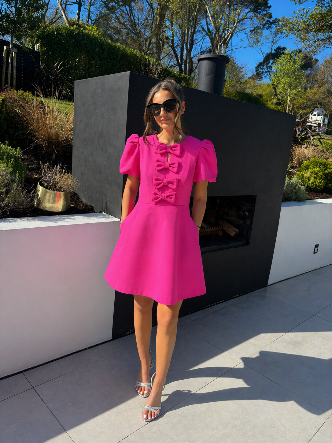 HOT PINK MINI BOW DRESS - DELIVERY 1st WEEK OF MAY