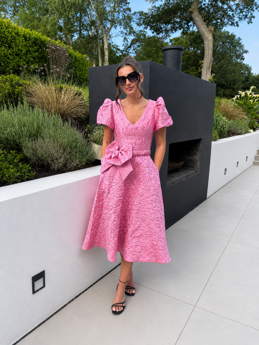 CARRIE DRESS LIGHT PINK JACQUARD