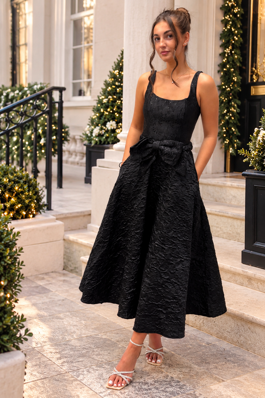 ARIA DRESS BLACK JACQUARD