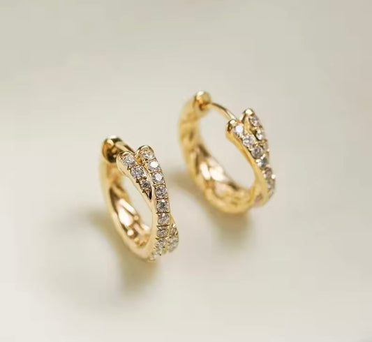 GOLD DOUBLE DIAMOND HOOP